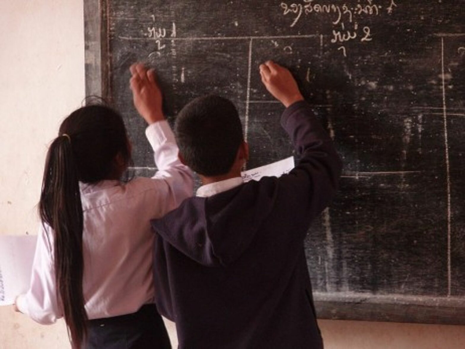 At the blackboard, in Laos