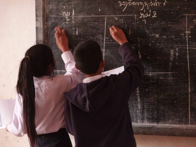 At the blackboard, in Laos