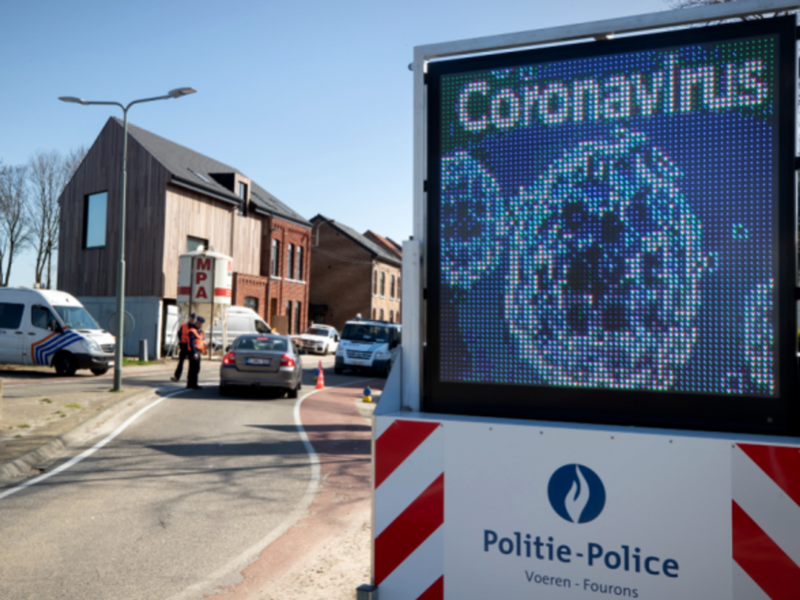 At the border between Belgium and the Netherlands on March 23