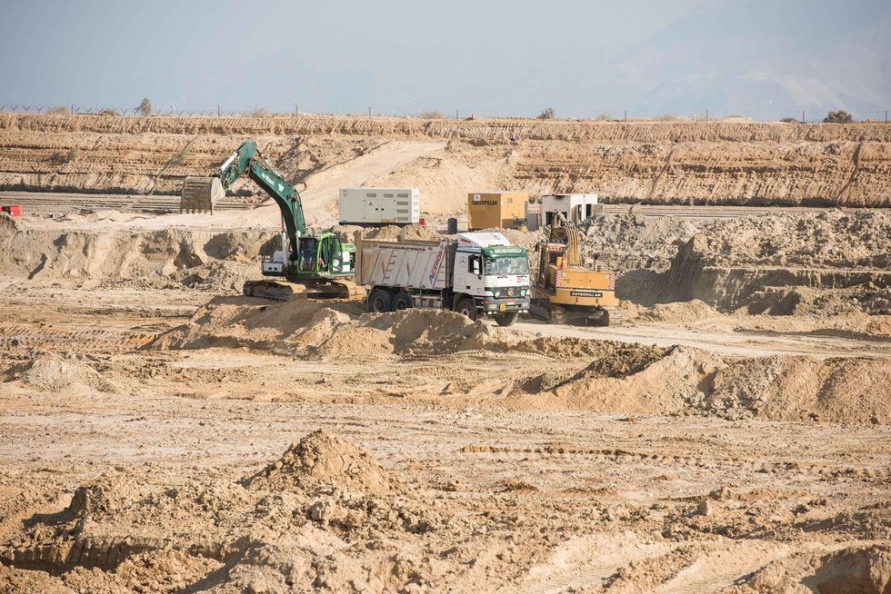 At the construction of a new terminal basin in Sokhna Port, south of the Suez Canal
