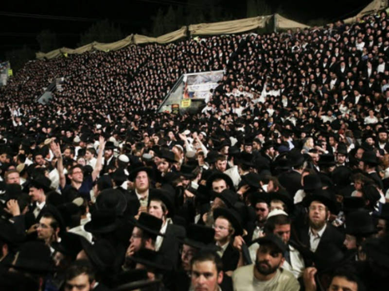 At the Lag B'Omer festival on Mount Meron, Israel, just before a stampede killed at least 44