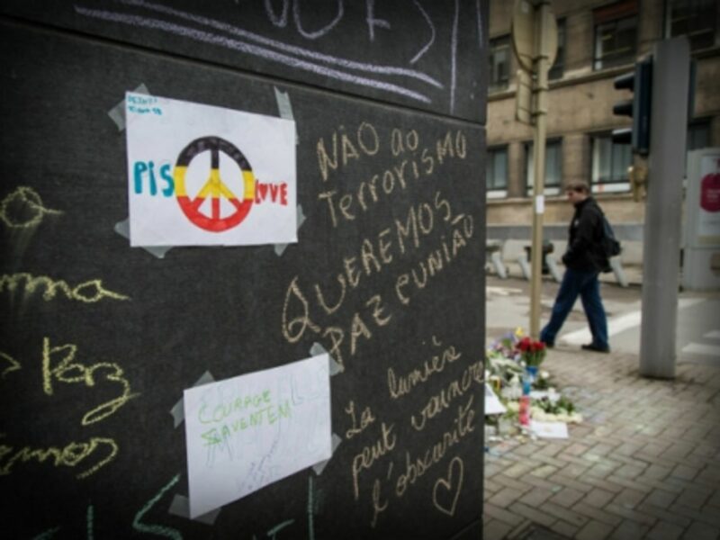 At the Maelbeek metro station, a tribute for the victims of the Brussels terrorist attacks.