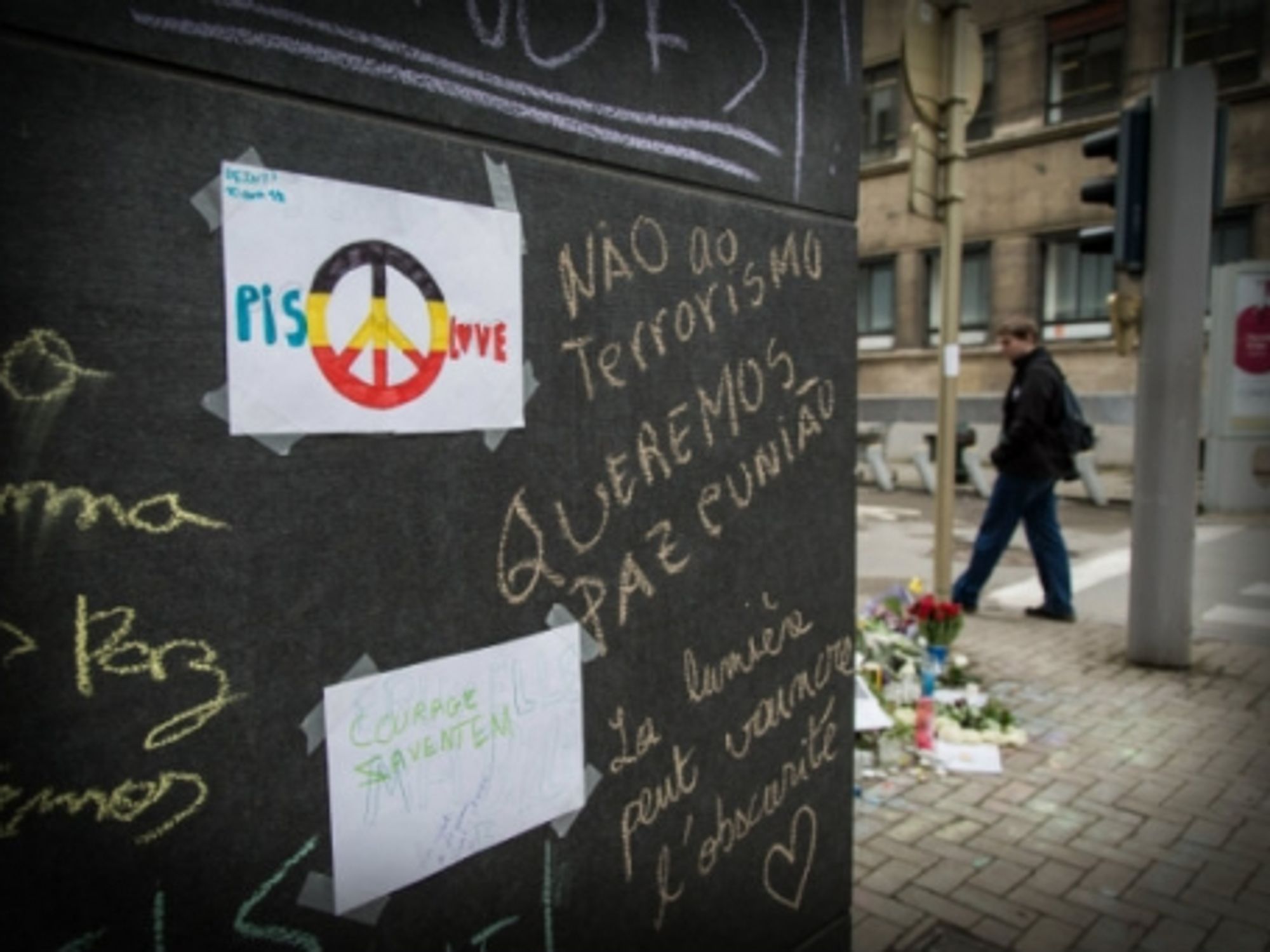 At the Maelbeek metro station, a tribute for the victims of the Brussels terrorist attacks.