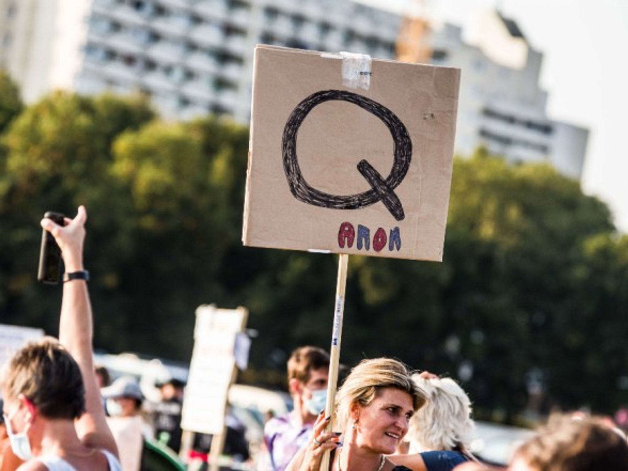 At the Querdenken089 demonstration in Munich, Germany