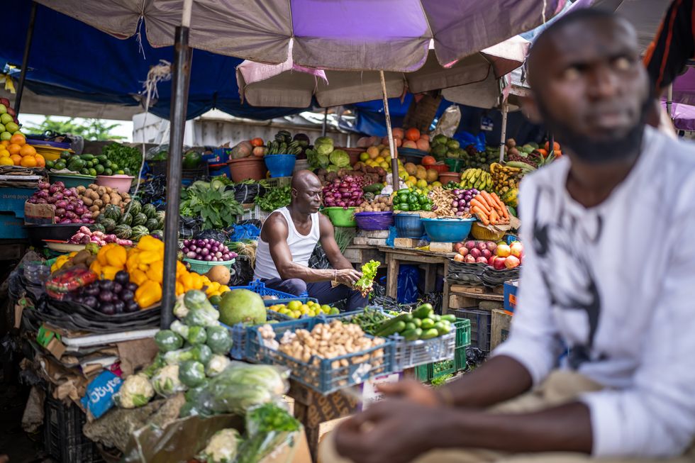 At the vegetable market in Lagos.