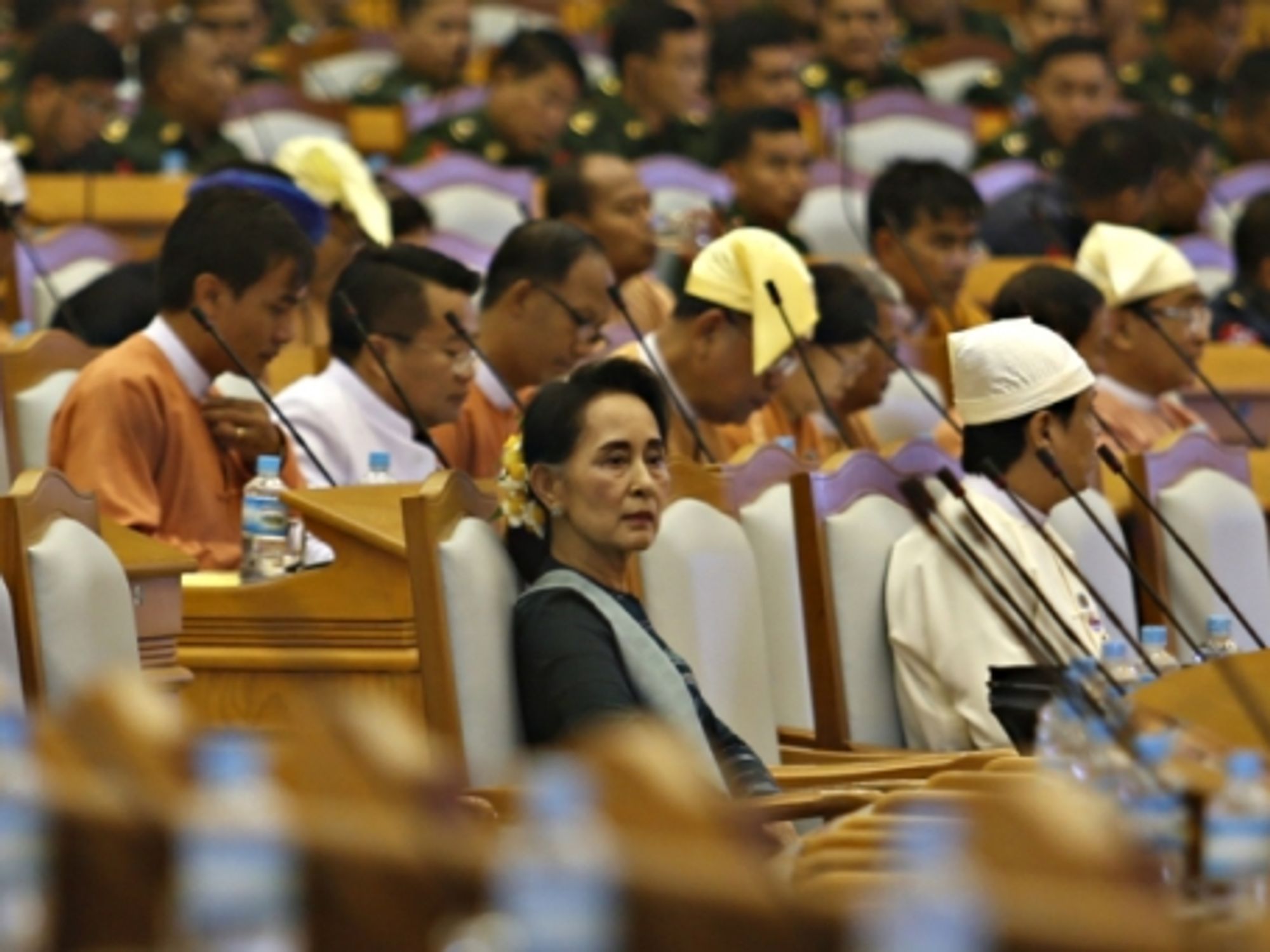 Aung San Suu Kyi attending a parliamentary session in Naypyidaw on March 29