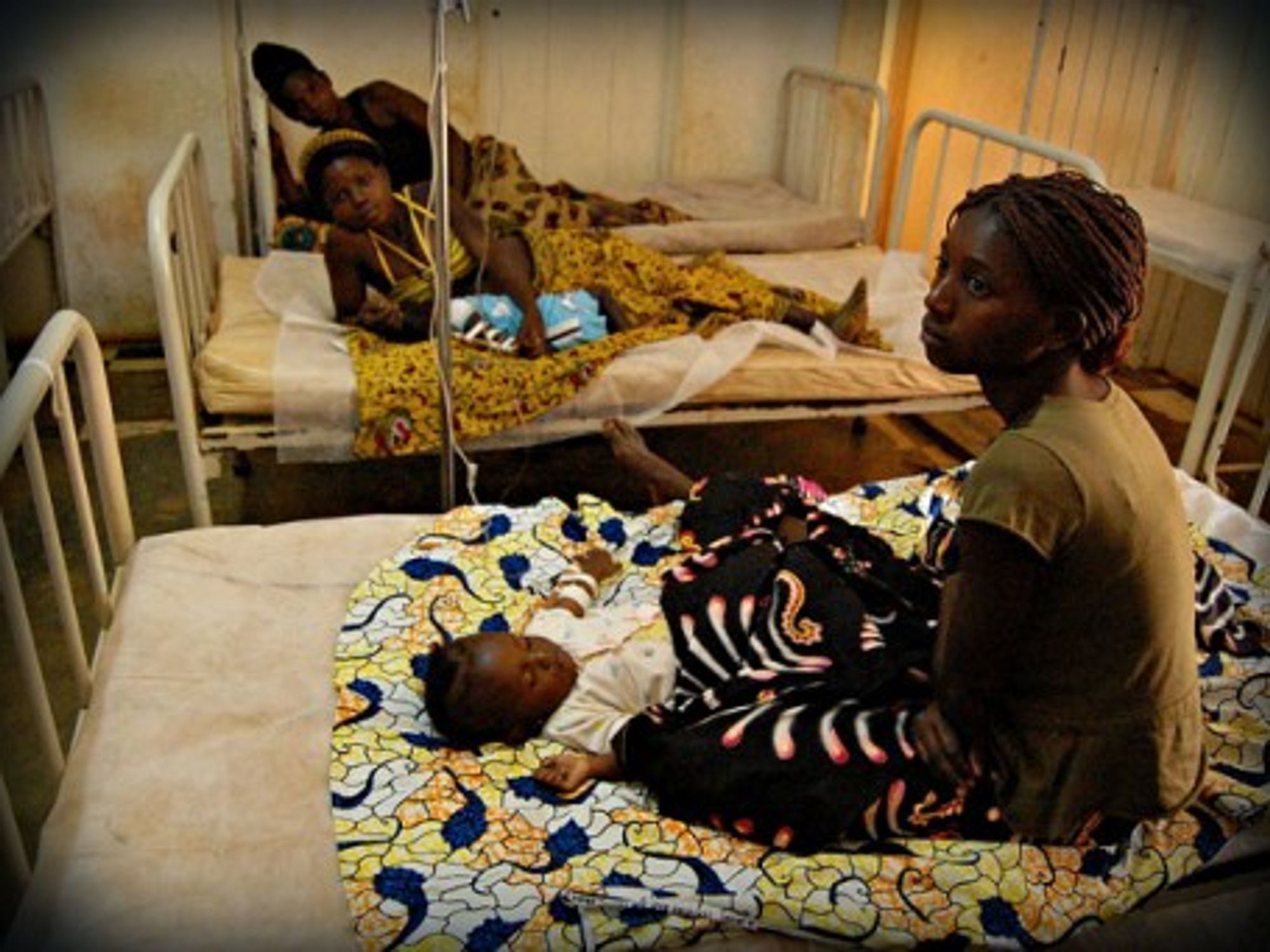 Baby receiving treatment for malaria at a municipal hospital in M'banza Congo