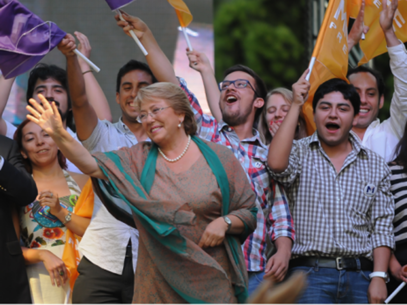 Bachelet celebrates victory Sunday