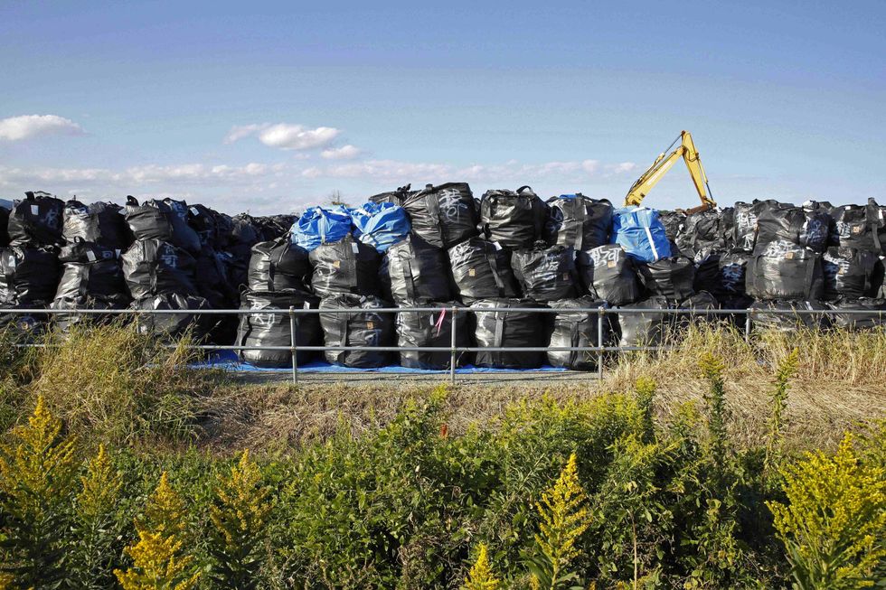 Bags of contaminated soil in Naraha, Fukushima Prefecture.