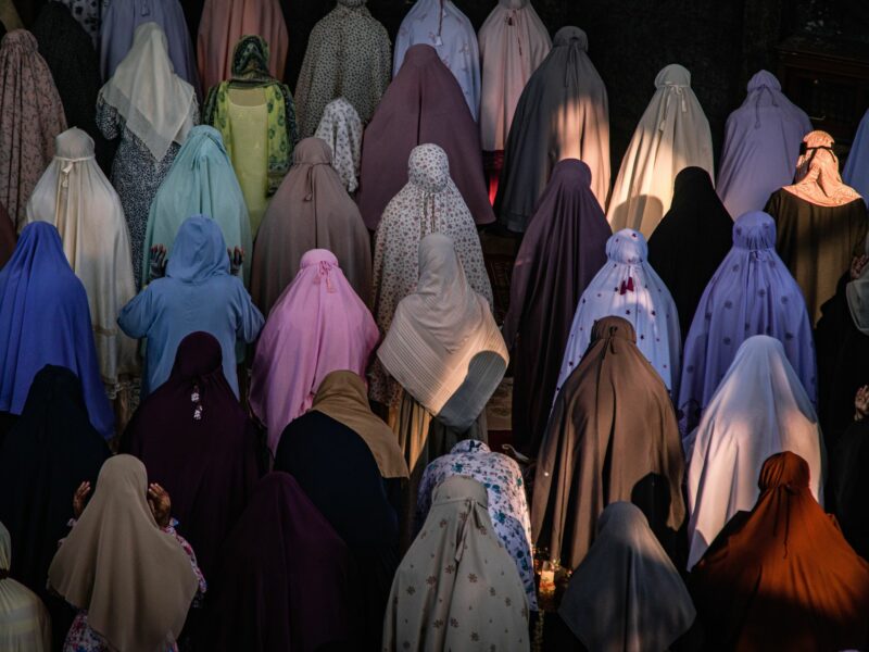 Bangkok,Thailand,Muslim women perform Eid al-Fitr prayers at the Islamic center of Thailand.