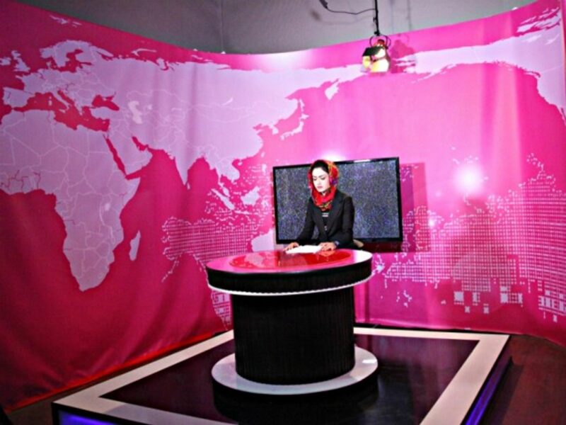 Basira Joya, 20, presents a news program at Zan TV, the first-ever all-woman television channel