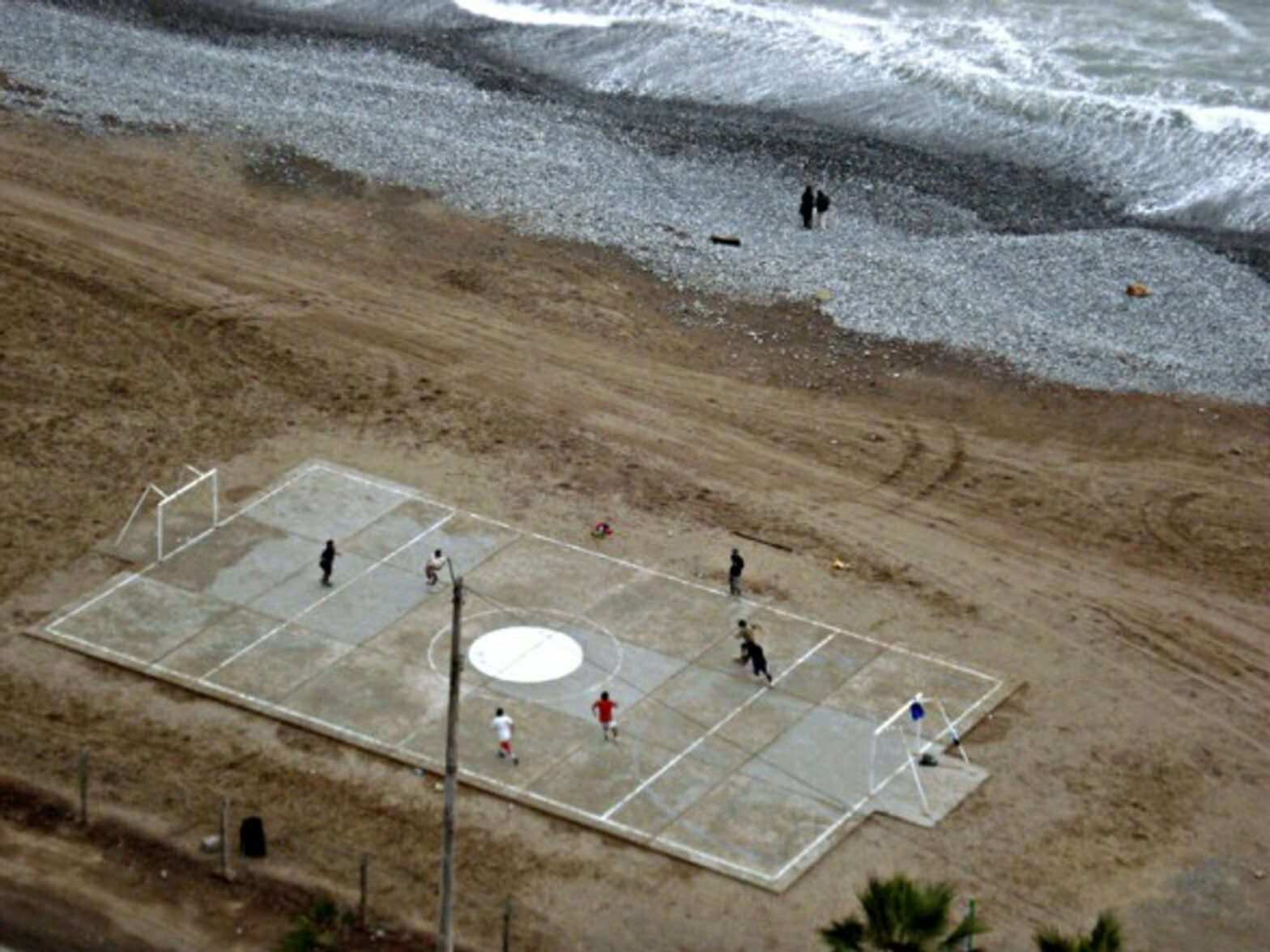 Beach futbol on the beach in Lima, Peru