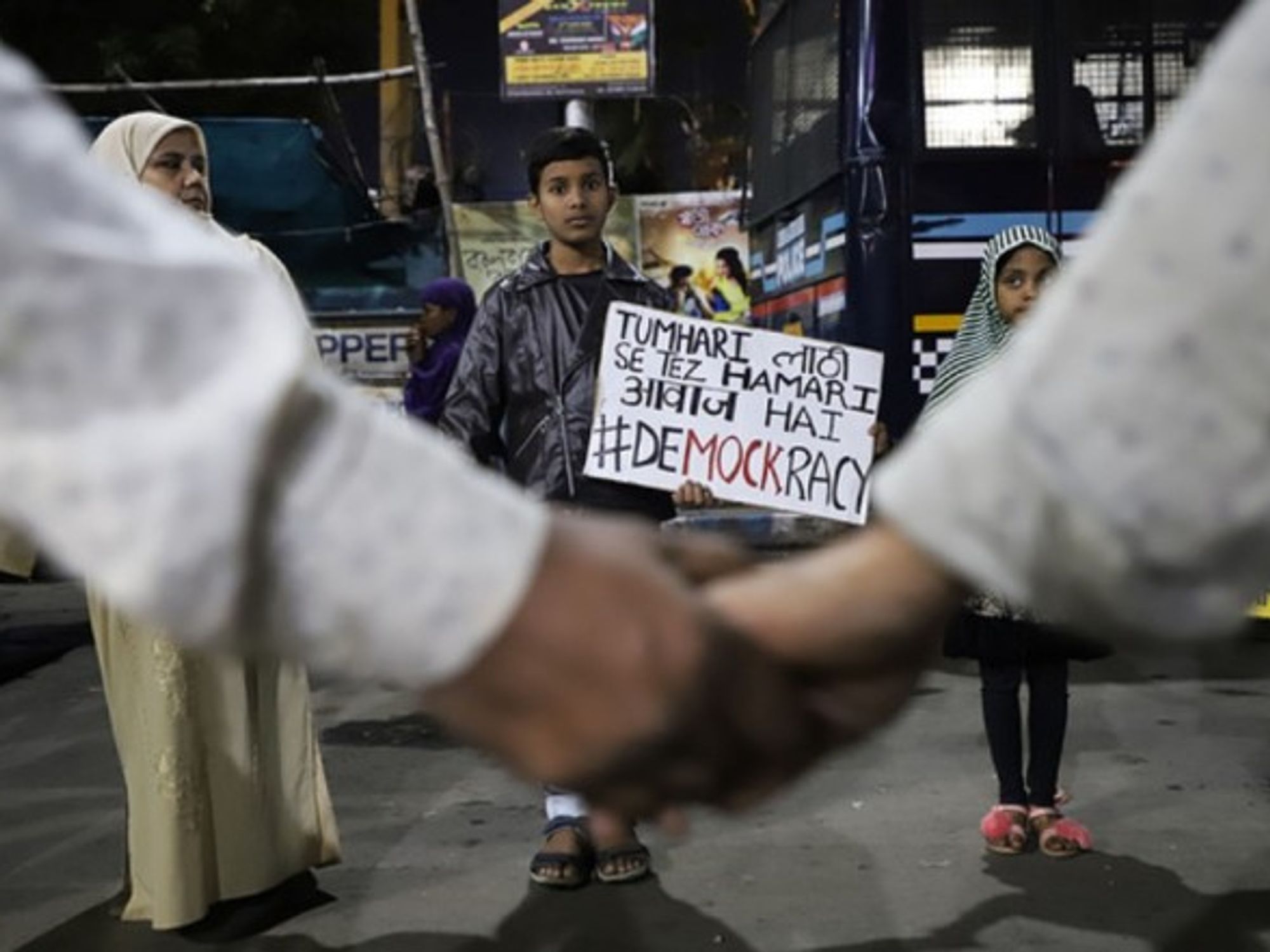 Before India's lockdown, pro-democracy activists in New Delhi.