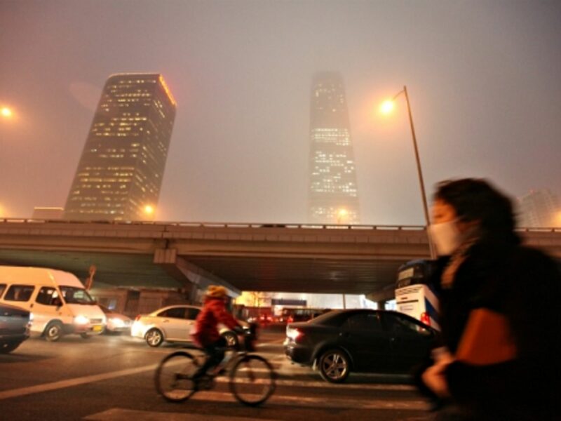 Beijing, air pollution, fog, evening