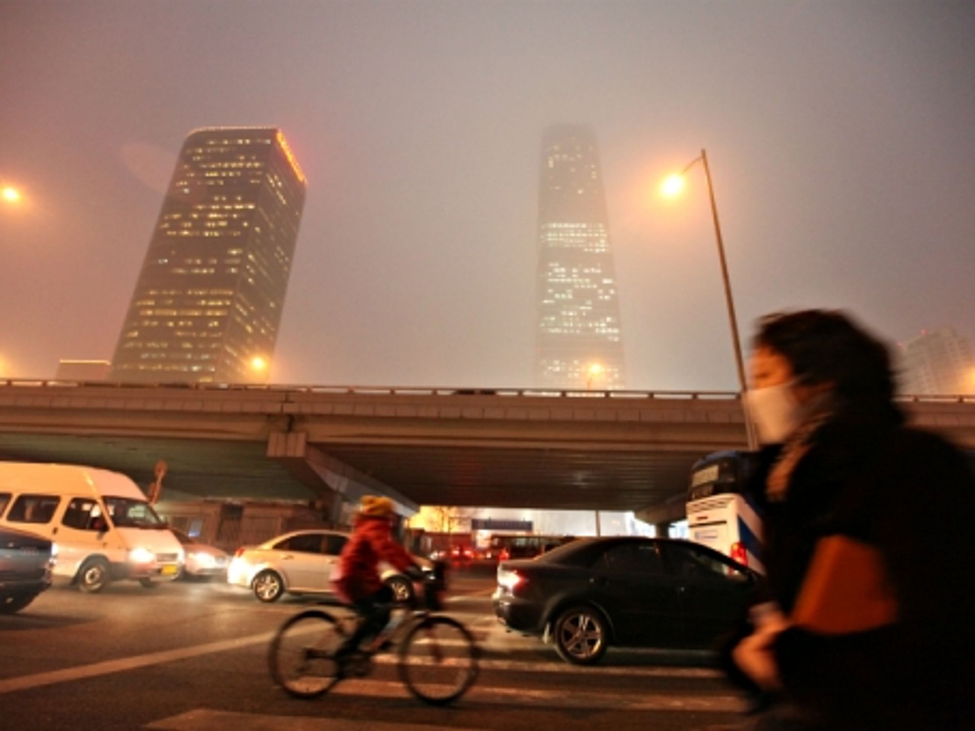 Beijing, air pollution, fog, evening