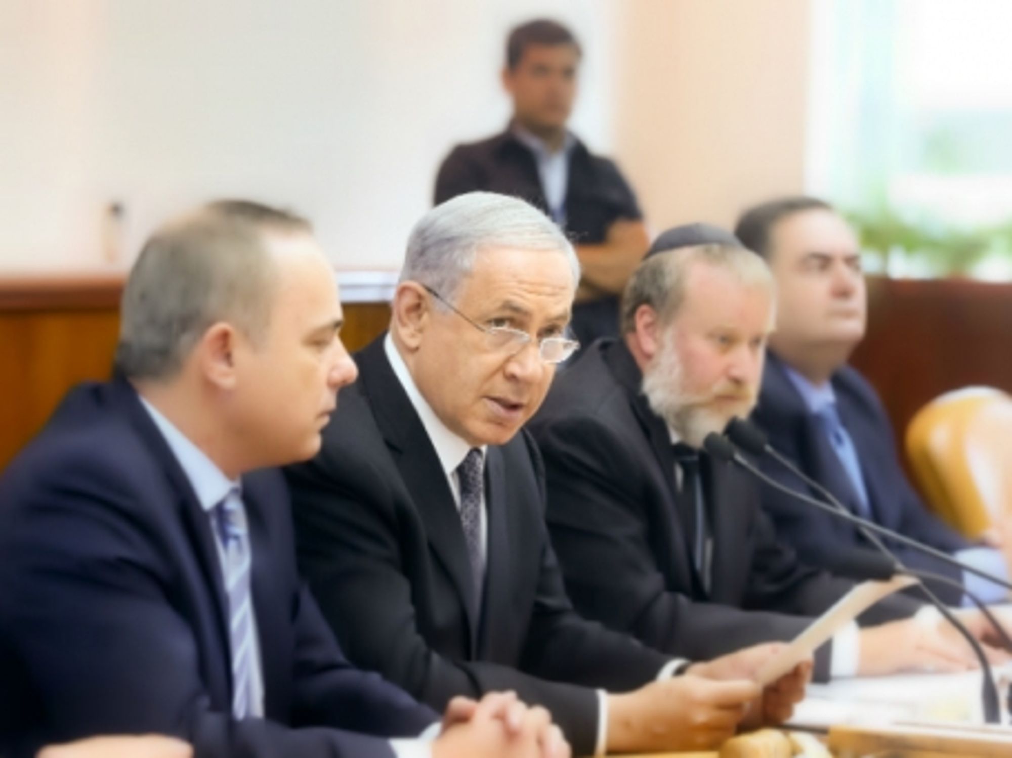Benyamin Netanyahu during a weekly cabinet meeting