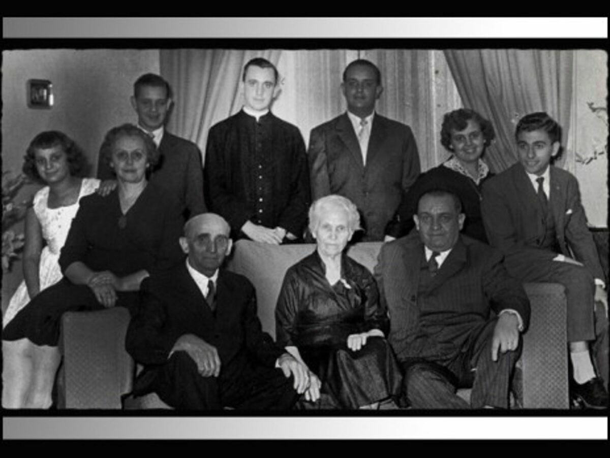 Bergoglio family portrait with young Jorge standing behind his "nonna" Rosa