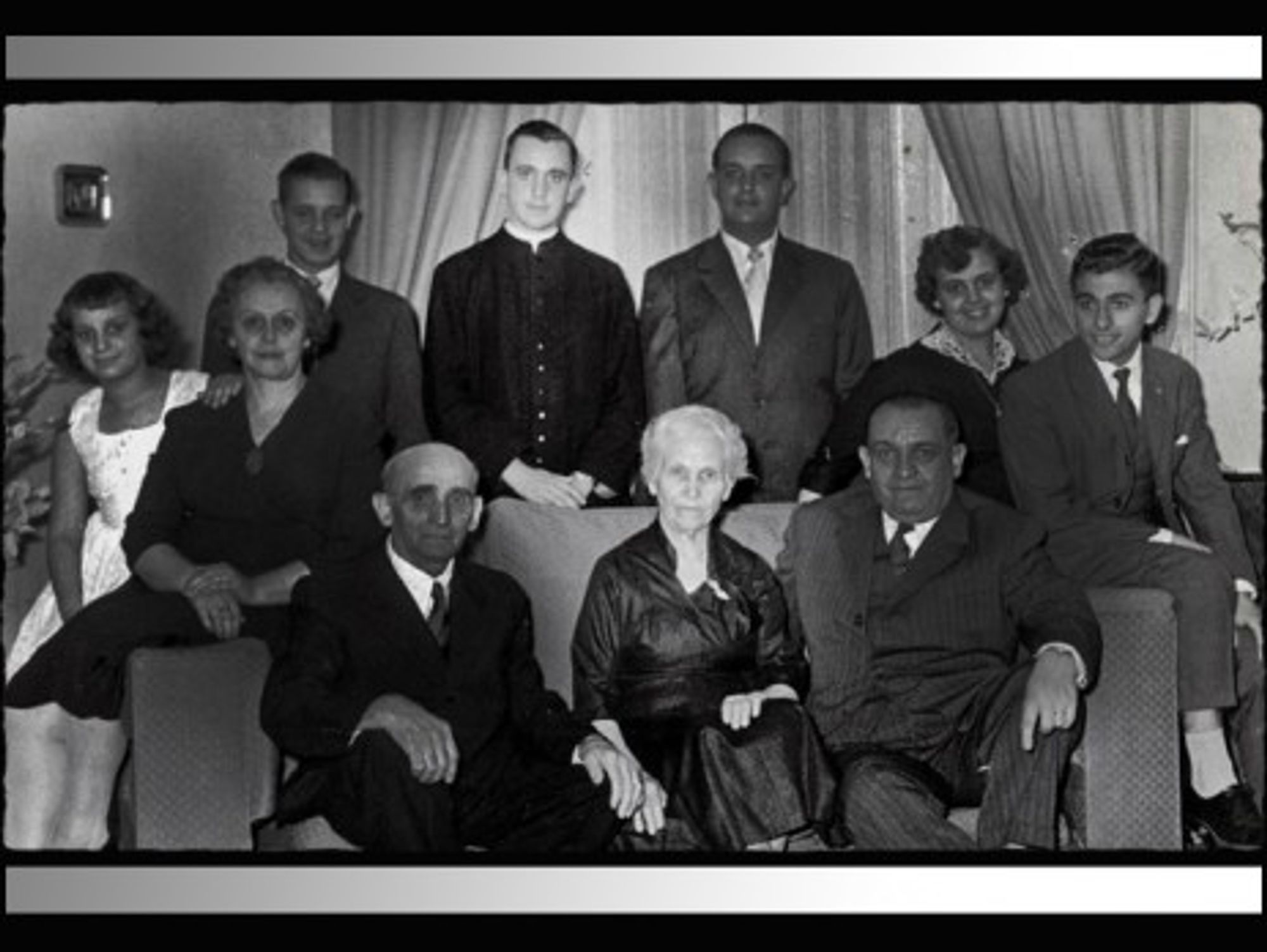Bergoglio family portrait with young Jorge standing behind his "nonna" Rosa