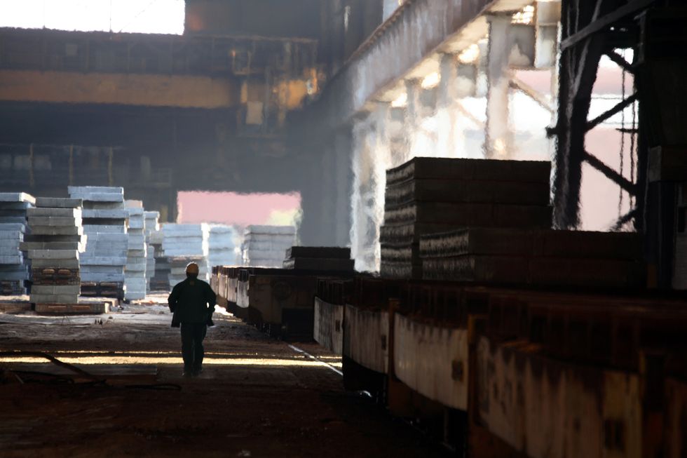 Billets still hot at the Ilva iron and steel plant in Taranto