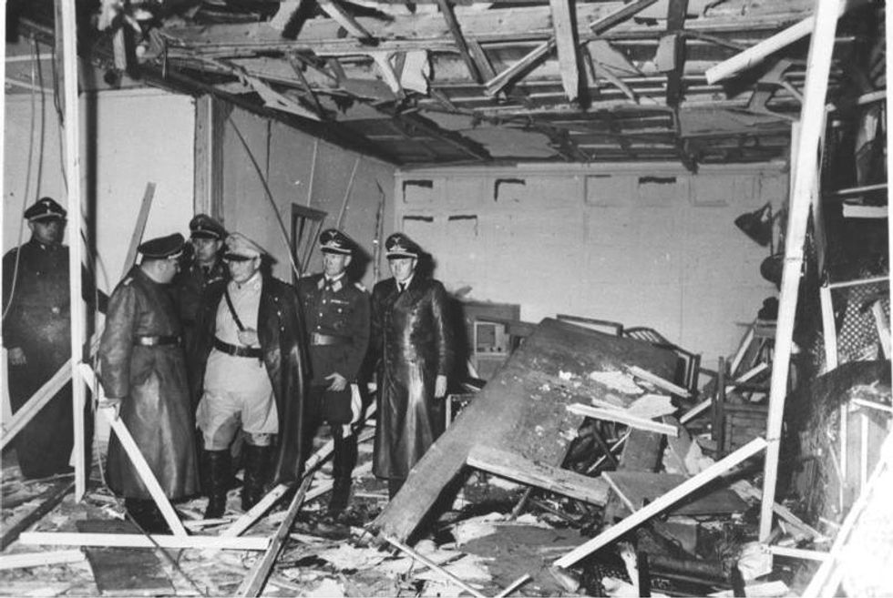 Black-and-white photograph of the aftermath of the assassination attempt on Adolf Hitler in July 1944