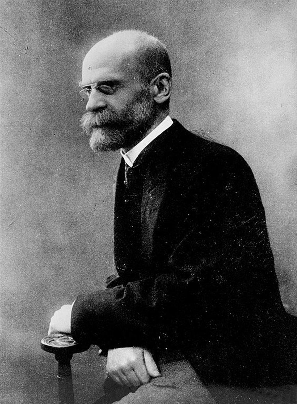 Black-and-white portrait of French sociologist Emile Durkheim