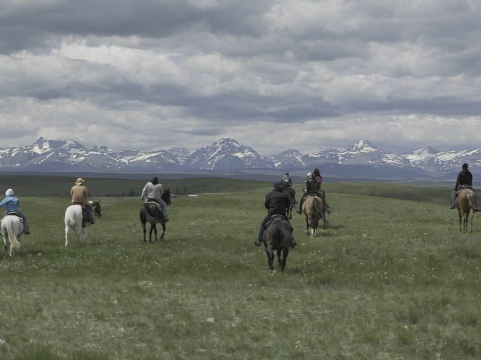 Blackfeet Indians horse-riding in reservation​