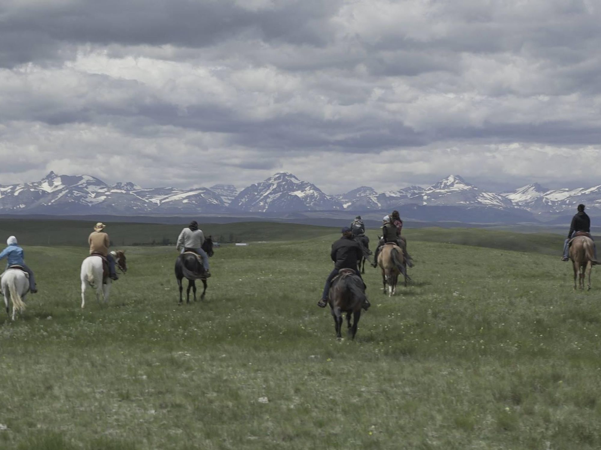 Blackfeet Indians horse-riding in reservation​