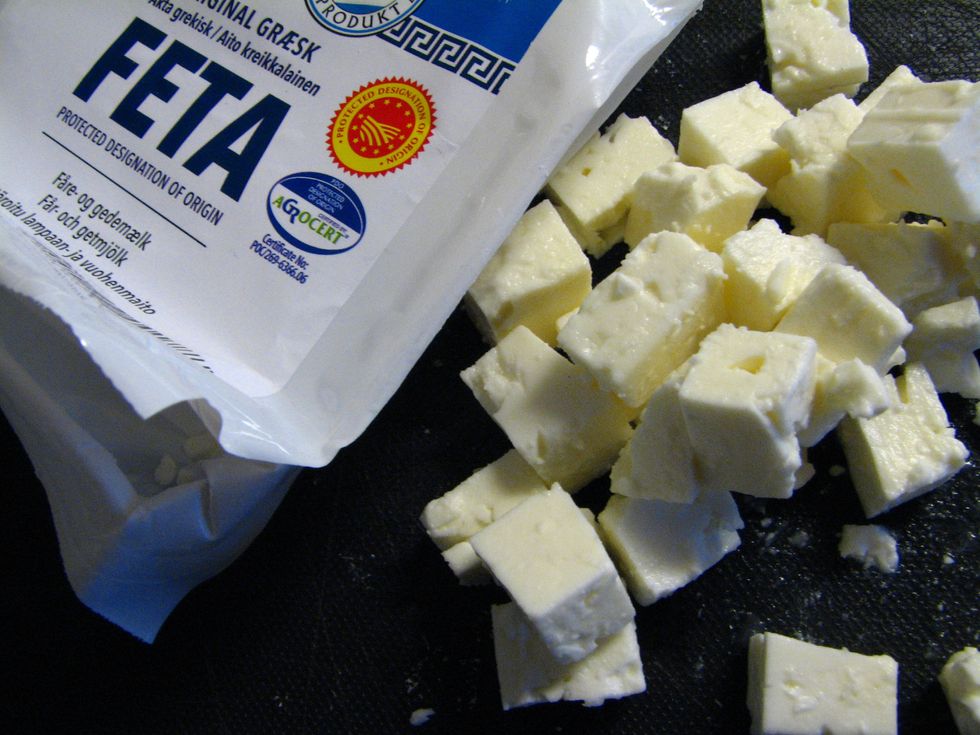 Block of Feta cheese.