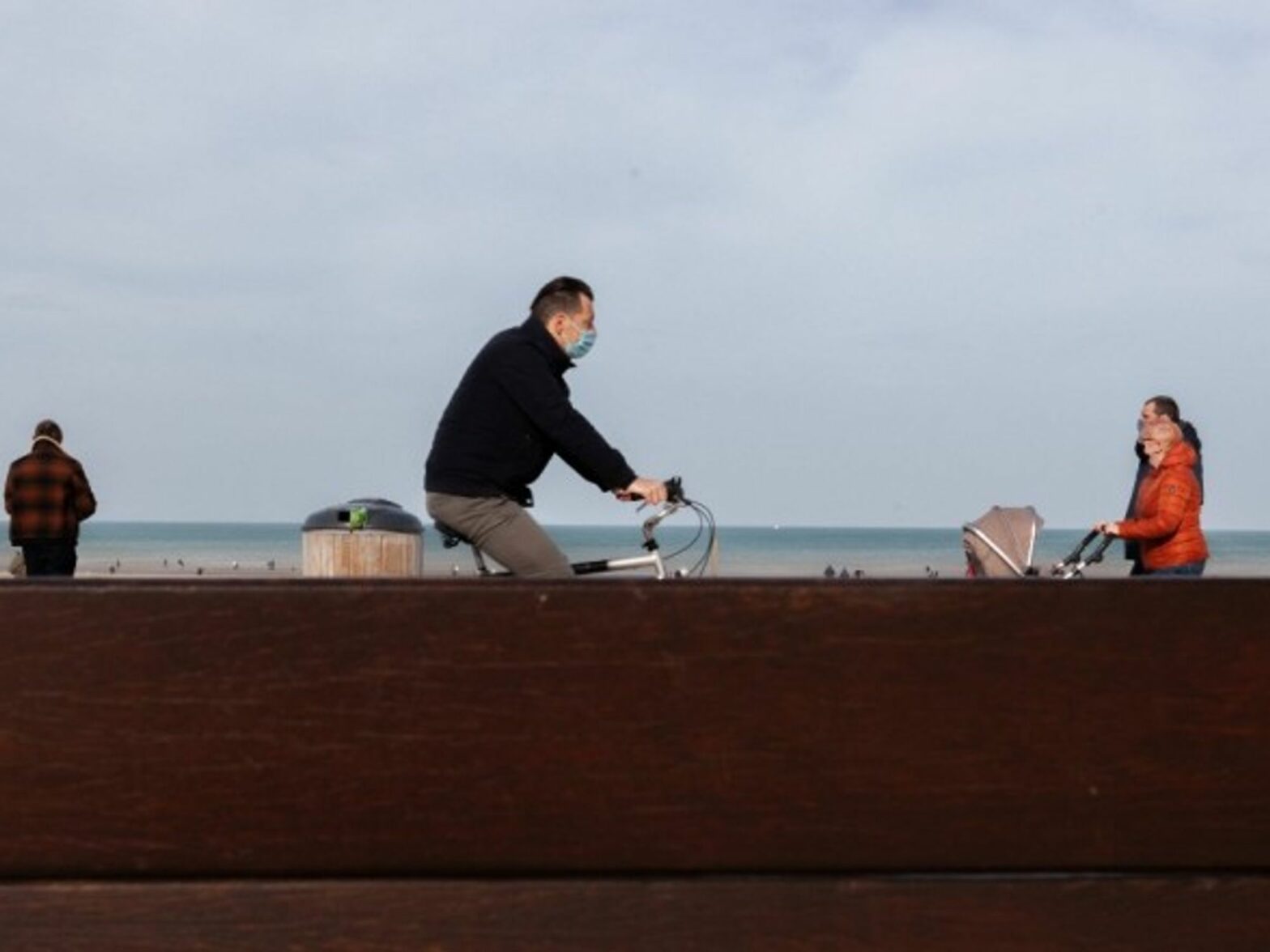 Boardwalk scene in La Panne, Belgium