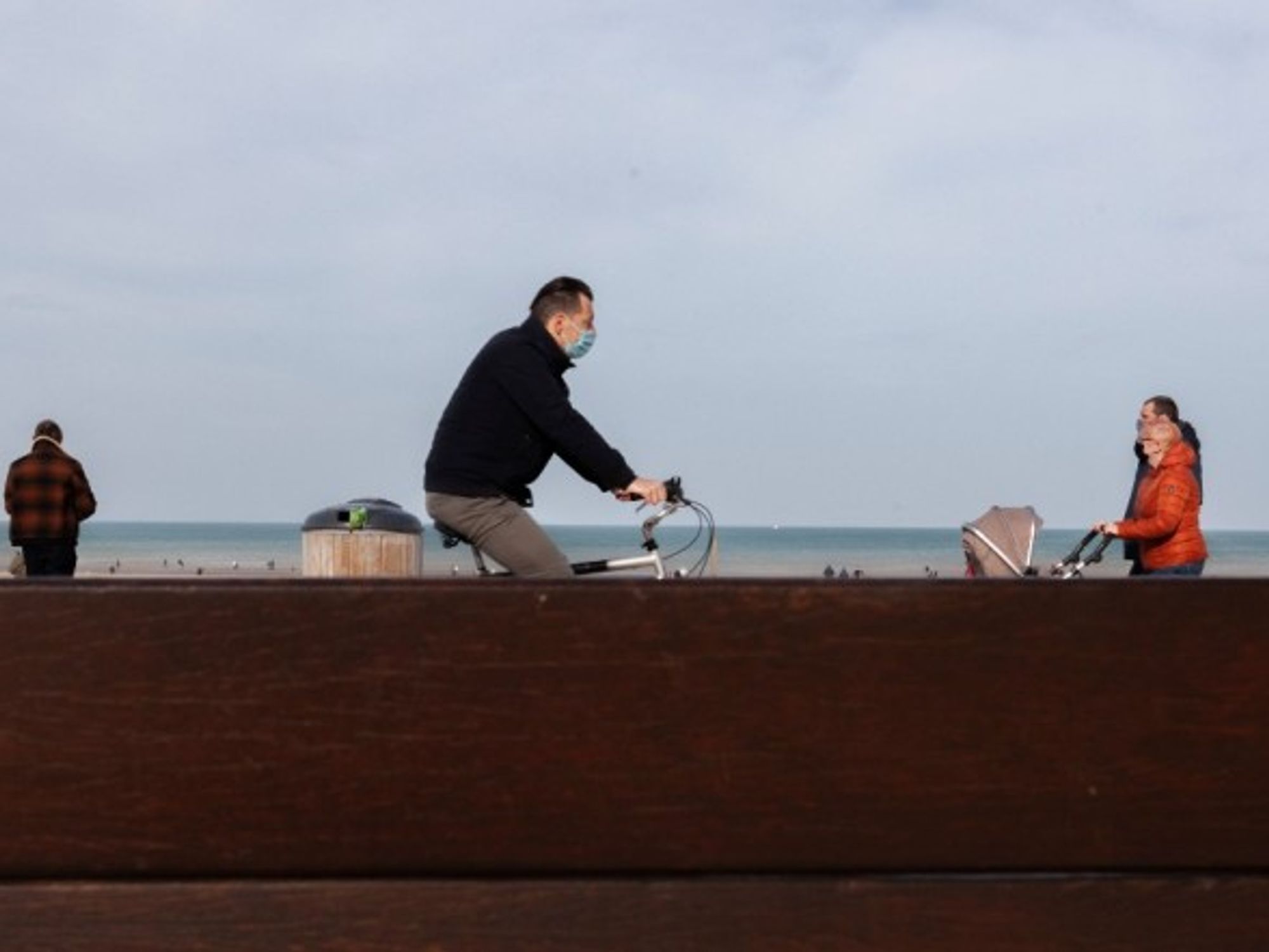 Boardwalk scene in La Panne, Belgium