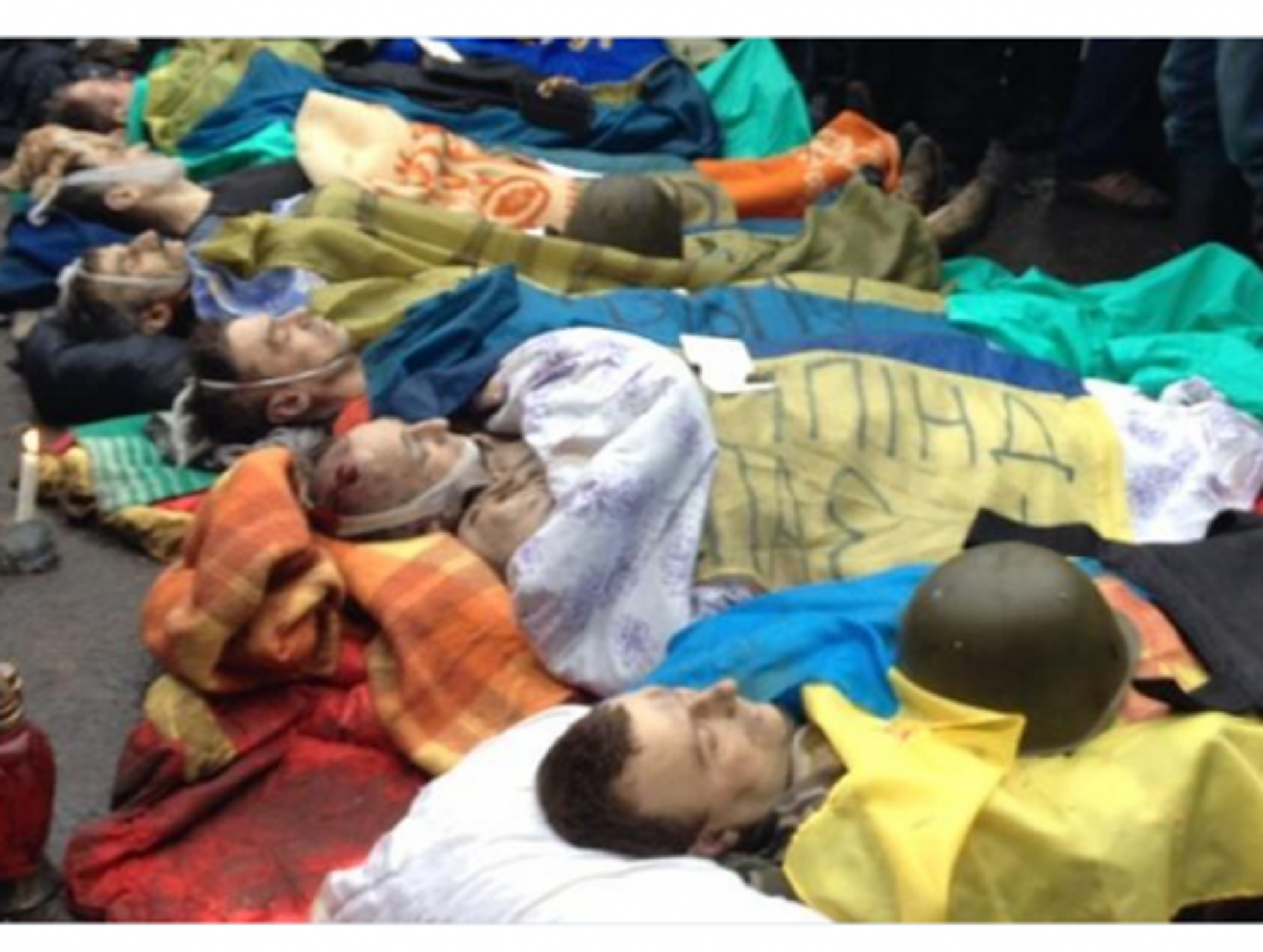 Bodies of protesters killed Thursday morning in central Kiev