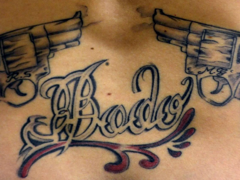 "Bodo" tattoos Member of the ''clan Ponticelli'' pictured after his arrest back in 2014