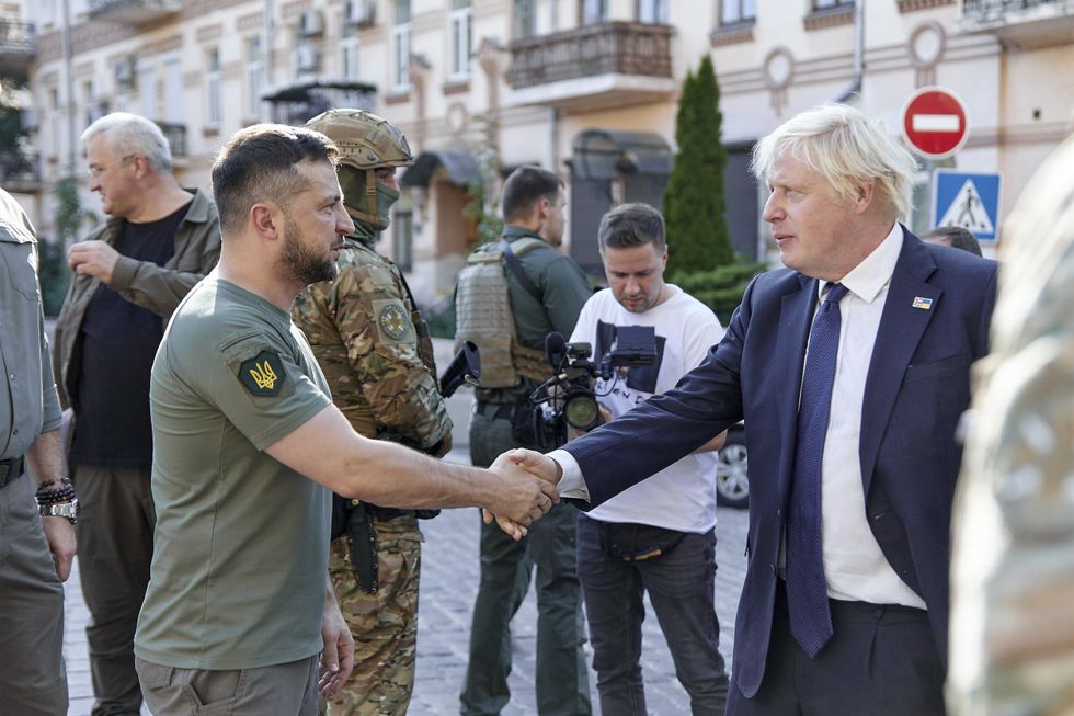 Boris Johnson on a surprise visit to Kyiv back in August