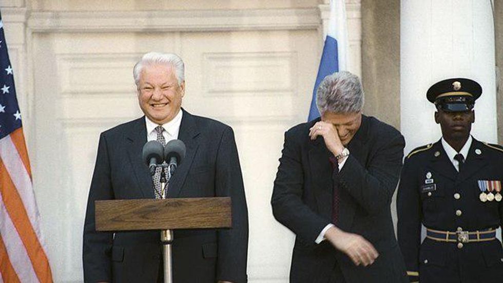 Boris Yeltsin and Bill Clinton