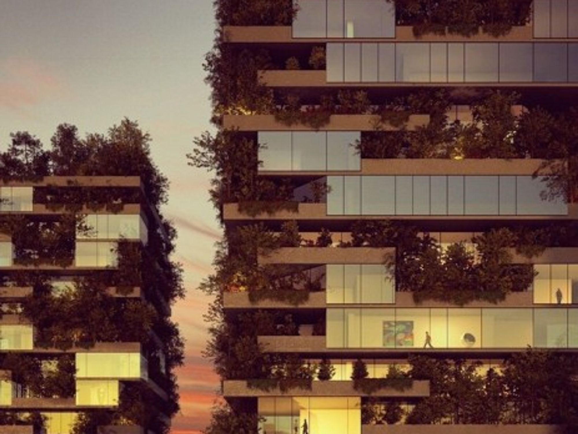 Bosco Verticale at sunset