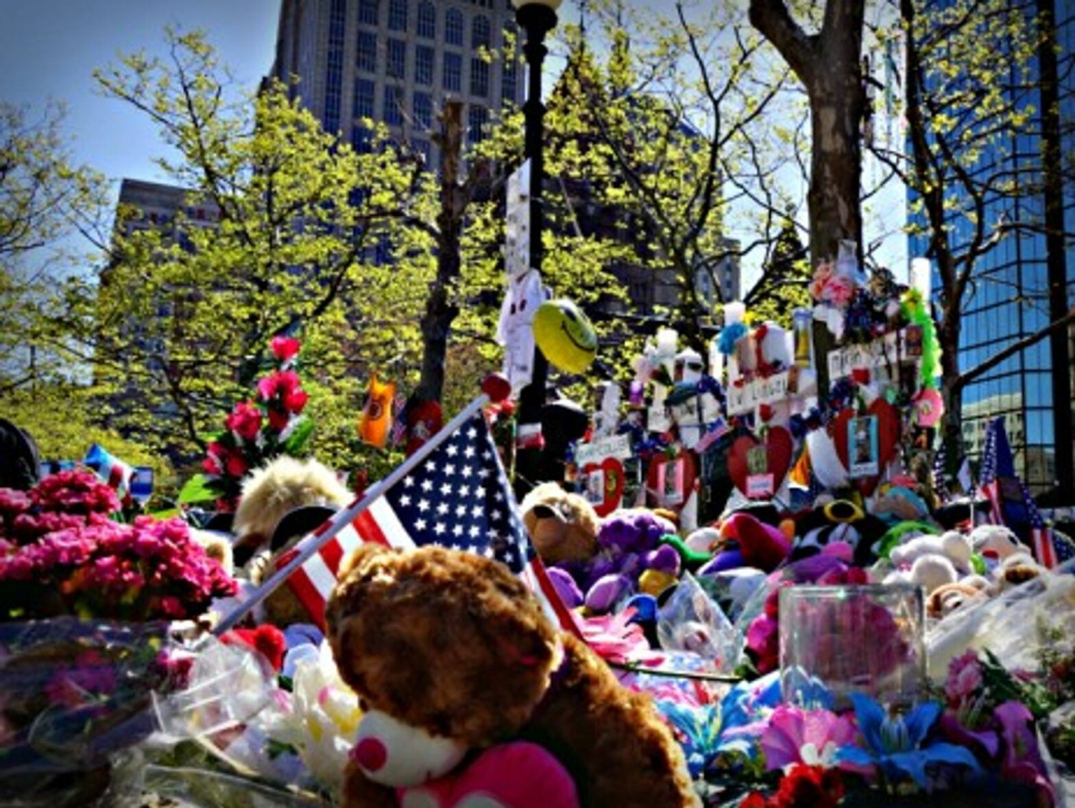 Boston Marathon memorial site in Copley Square