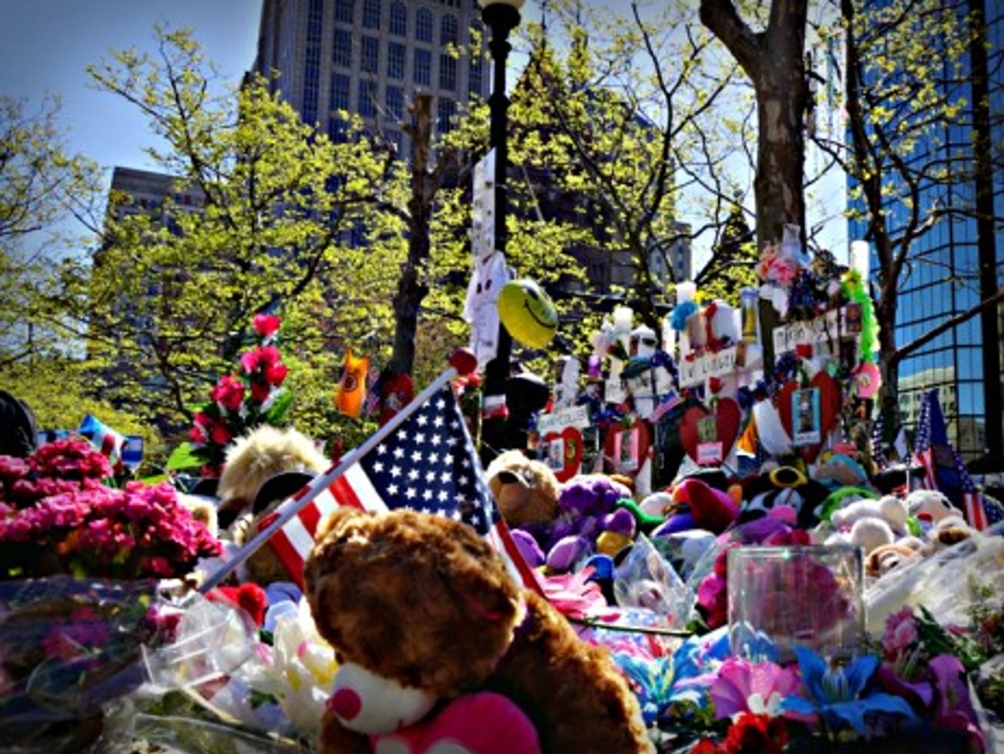 Boston Marathon memorial site in Copley Square
