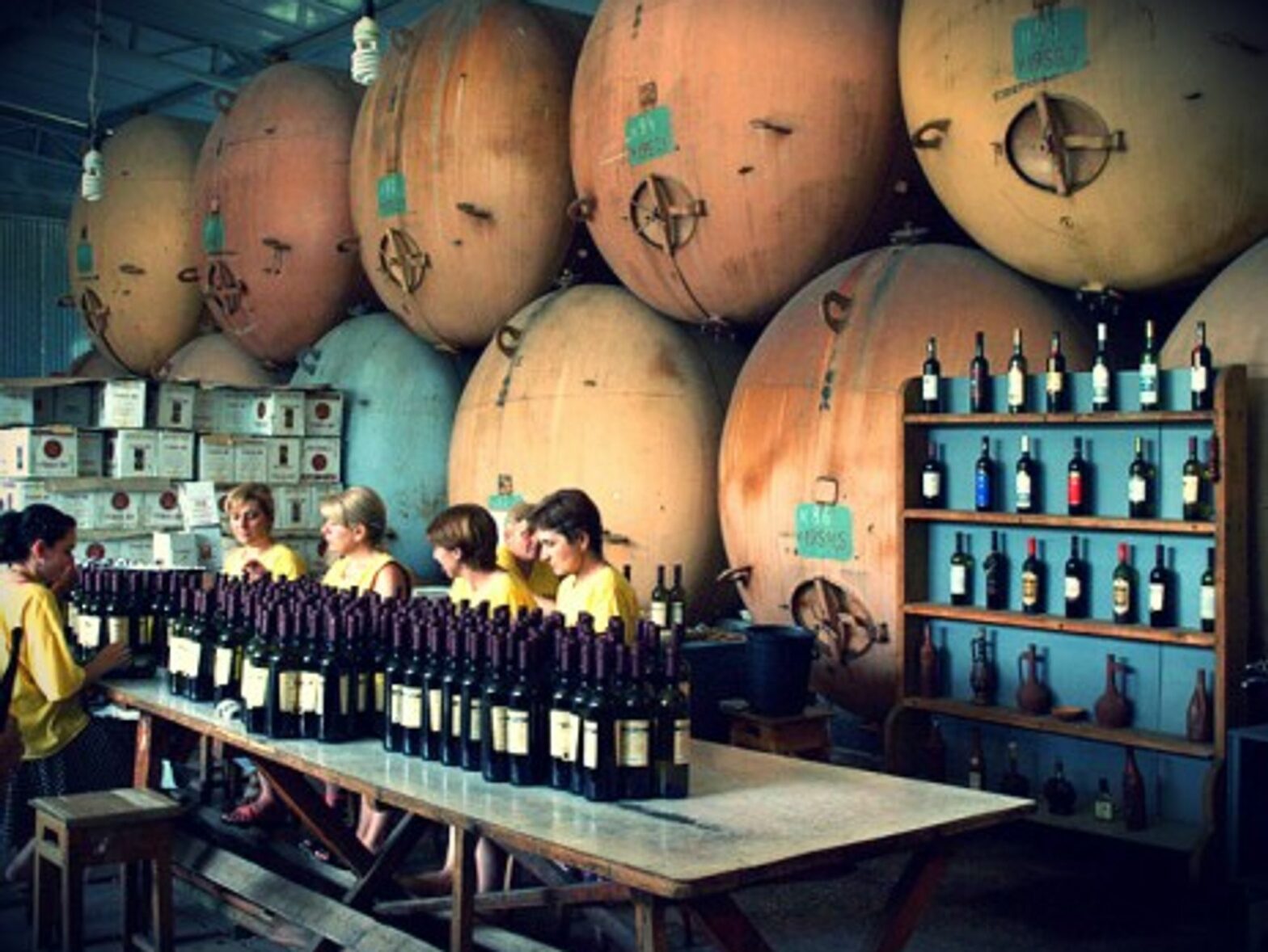 Bottling wine in Georgia's Kvareli region