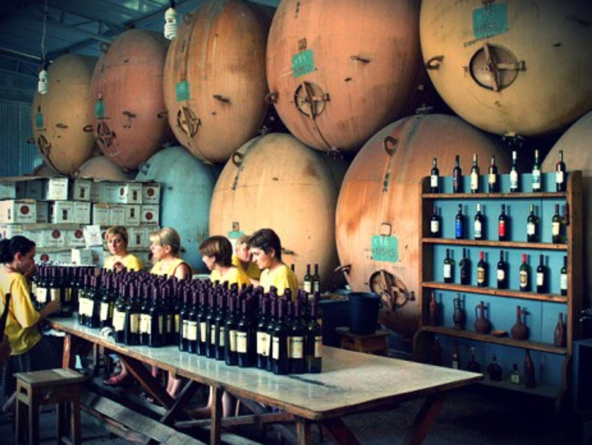 Bottling wine in Georgia's Kvareli region