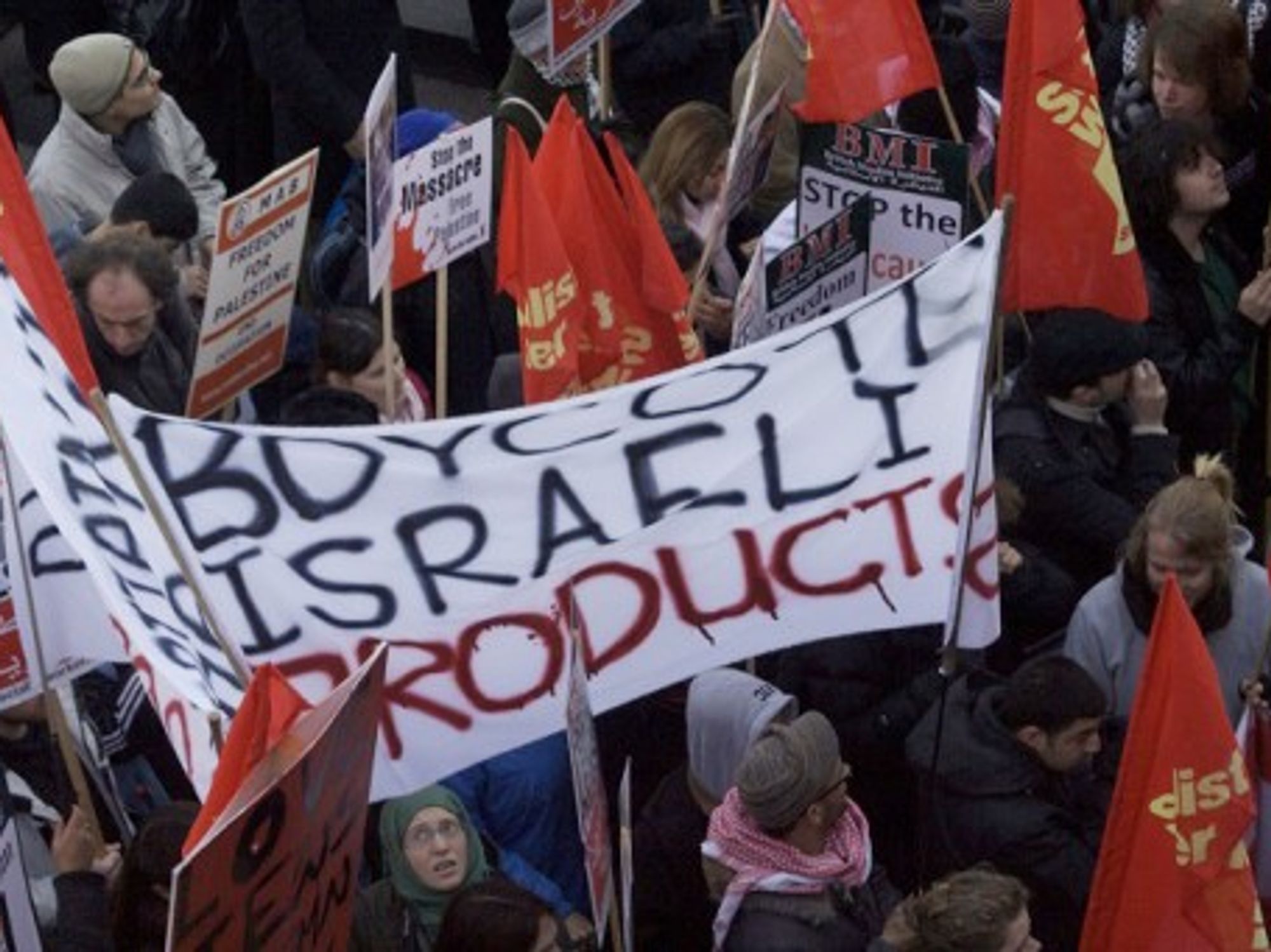 Boycott, Divestment and Sanctions supporters protest in London.
