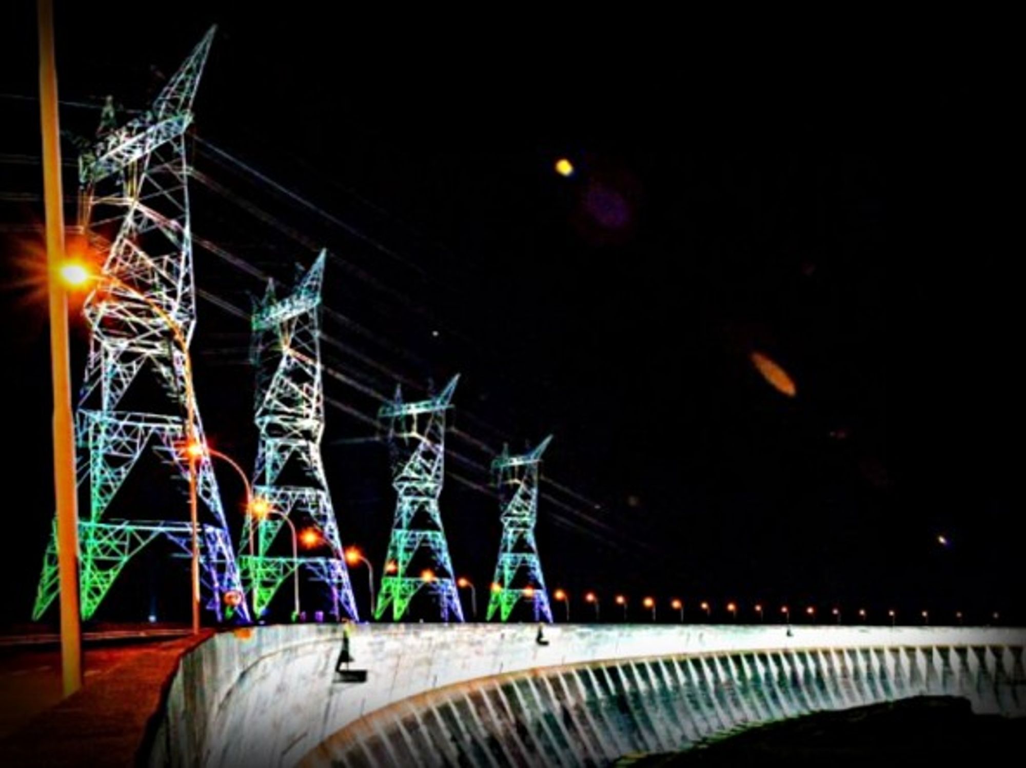 Brazil's Itaipu dam illuminated