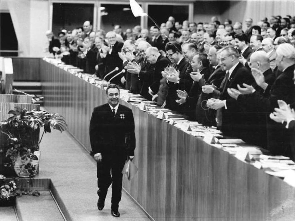 Brezhnev at a Party congress in East Berlin in 1967
