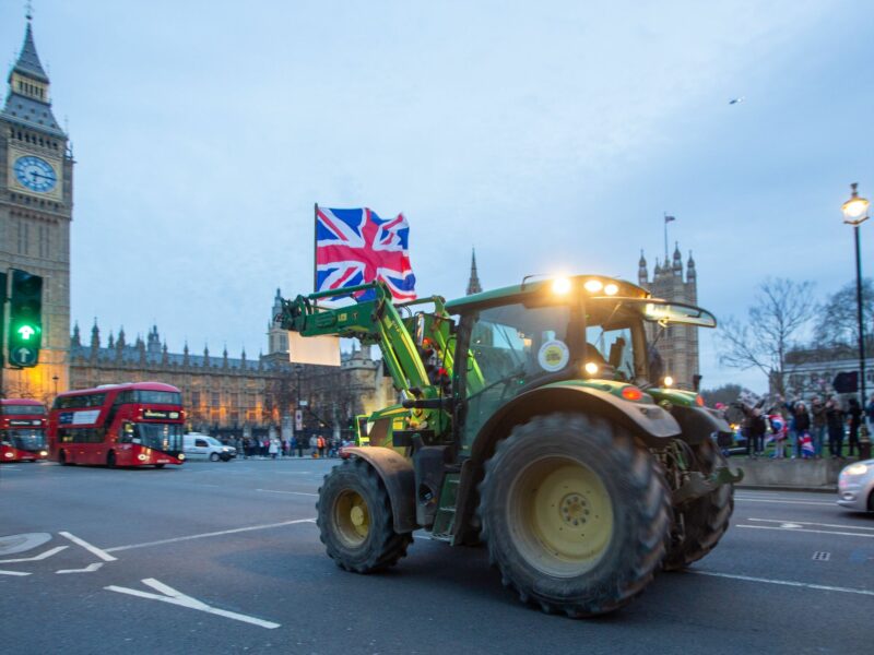 British farmers stage tractor protest in Westminster. Organised by Save British Farming and Farmers for Fairness, the demonstration aims to showcase farmers dissatisfaction with UK food policy, substandard imports and stricter food labelling regulations.