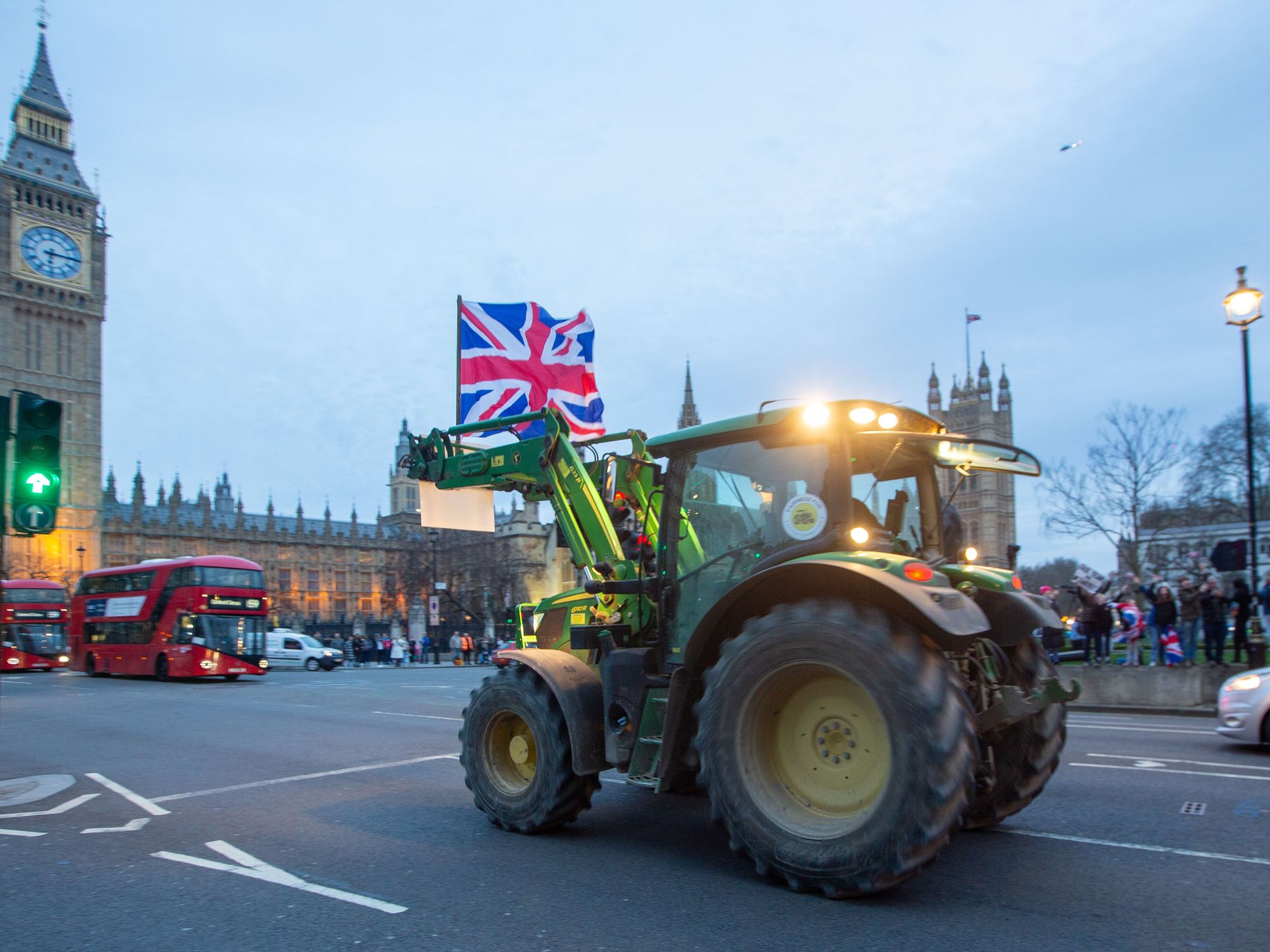 British farmers stage tractor protest in Westminster. Organised by Save British Farming and Farmers for Fairness, the demonstration aims to showcase farmers dissatisfaction with UK food policy, substandard imports and stricter food labelling regulations.