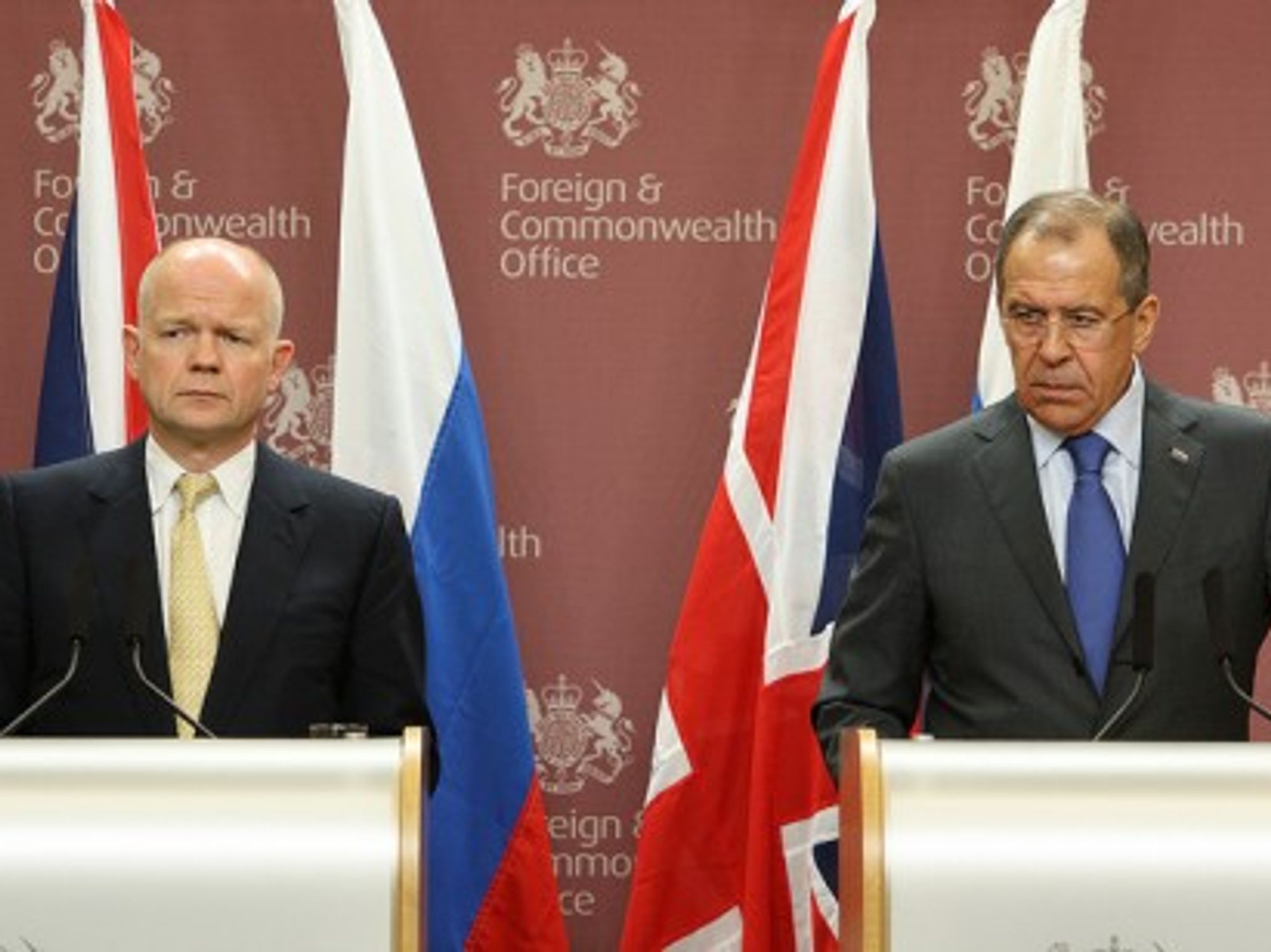 British Foreign Minister Hague (left) and his Russian counterpart Lavrov last year (UK Foreign Office)