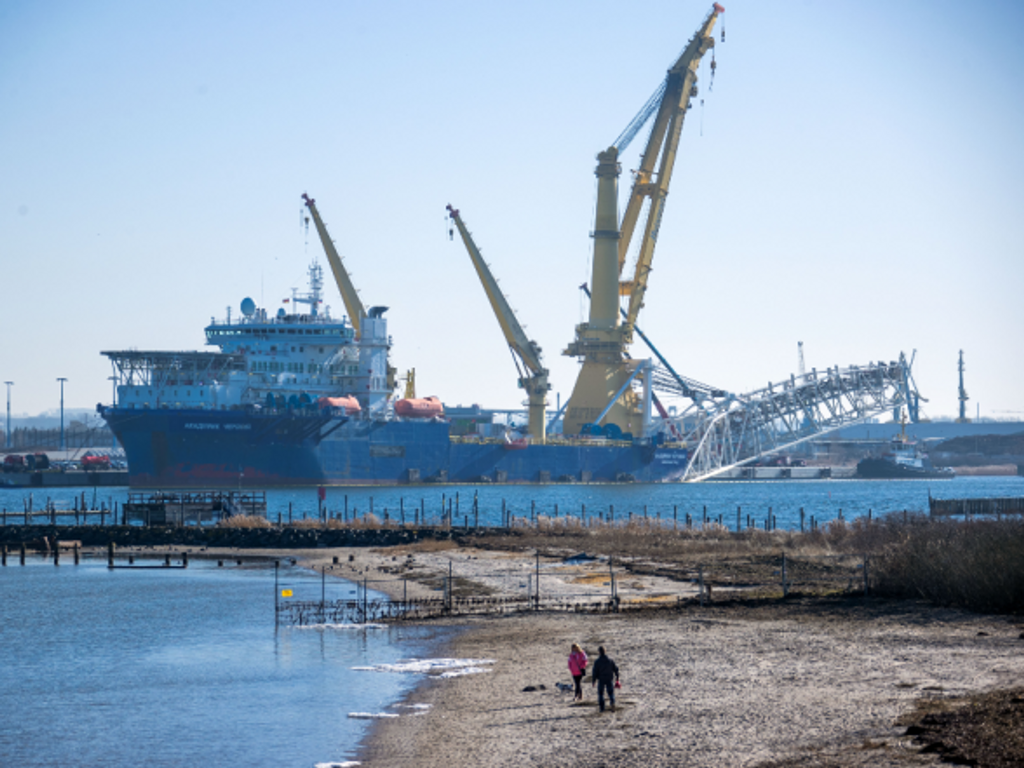 Building the Nord Stream 2 pipeline in Wismar, Germany