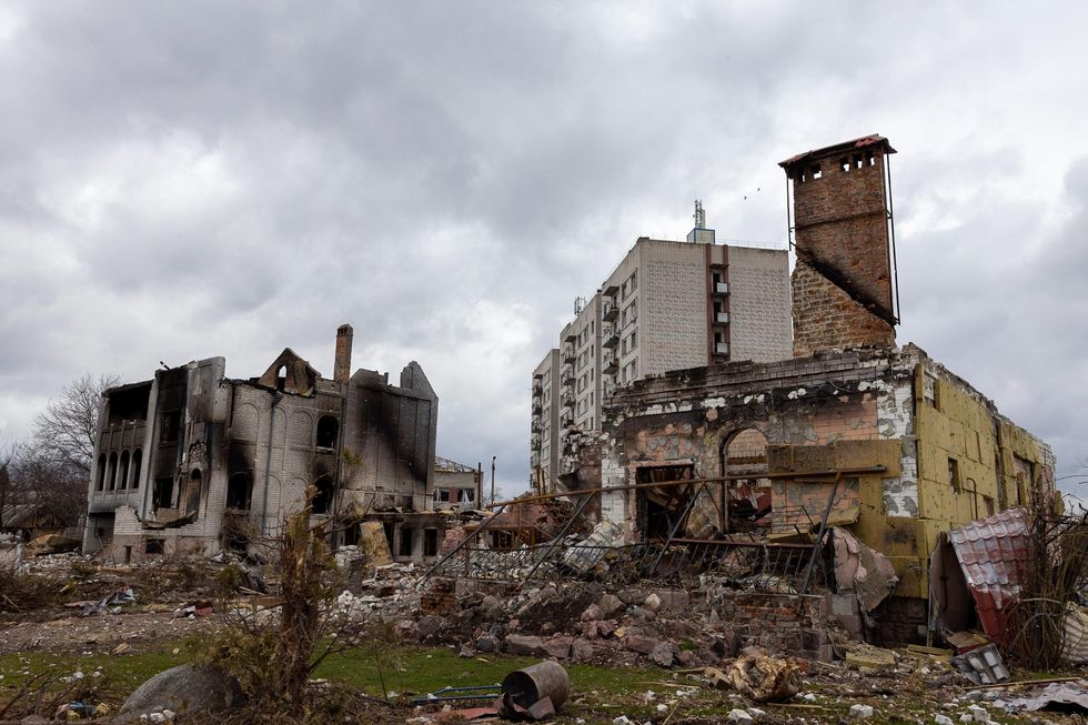 Buildings destroyed by Russian missiles in the city of Chernihiv