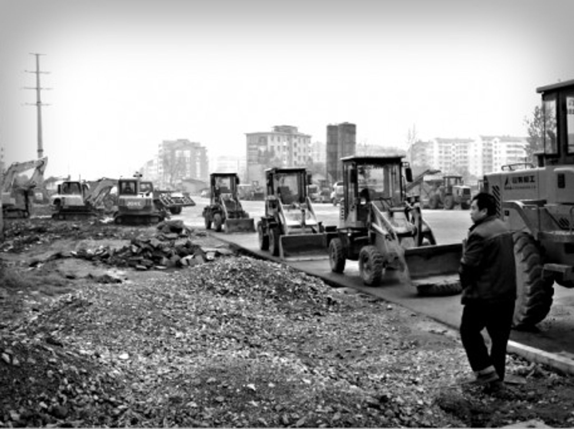 Bulldozers in Shimen, in China's Hunan Province