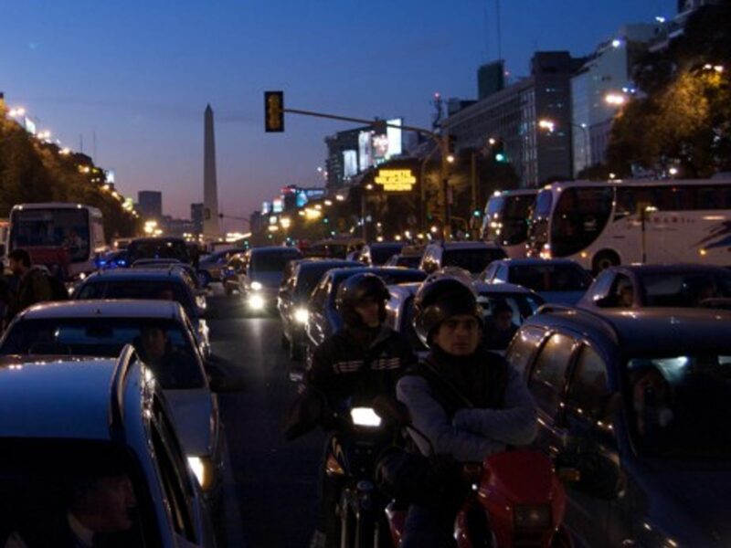 Bumper to bumper traffic in Buenos Aires, Argentina