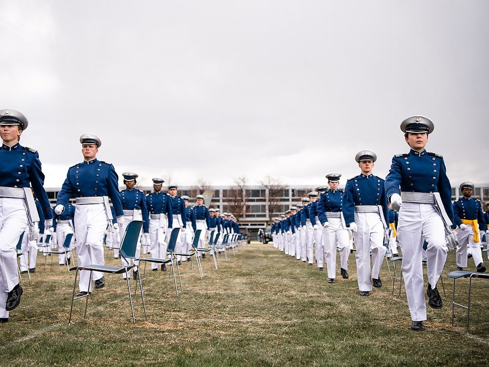 Cadets marching to start the U.S. Air Force Academy's Class of 2020 Graduation Ceremony.